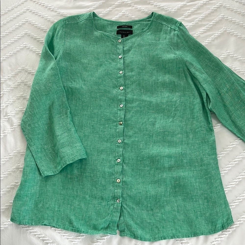 Women's Green Linen Top